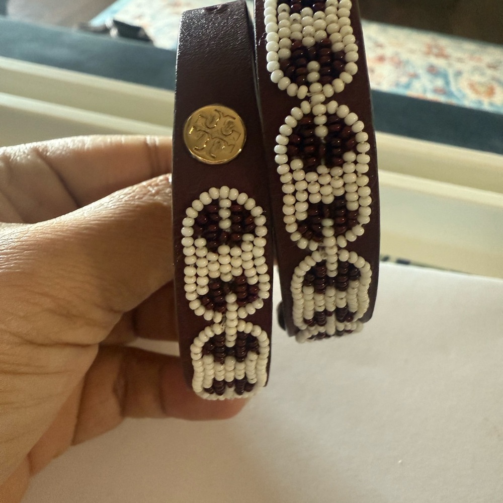 Tory Burch Beaded Leather Bracelets with Gold Accent